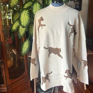 Leopard Print Cream Sweater